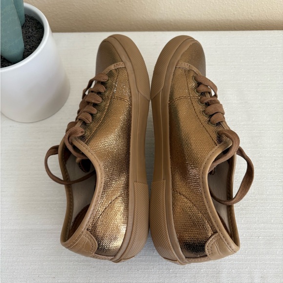 FRYE Gia Canvas Bronze Metallic Leather Casual Sneakers Women’s 6.5M - Picture 8 of 13